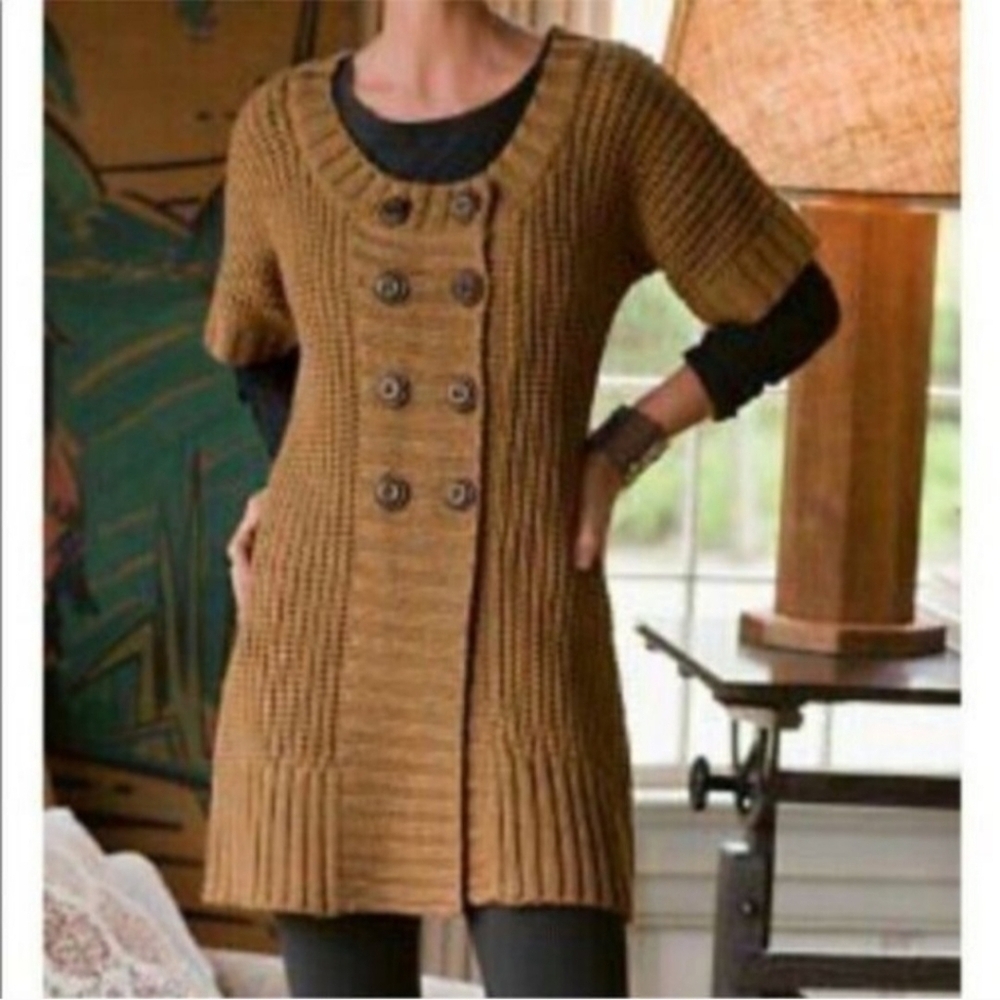 Soft Surroundings Knit Snap Button Front Tunic Sweater Womens XL Petite XLP Wool